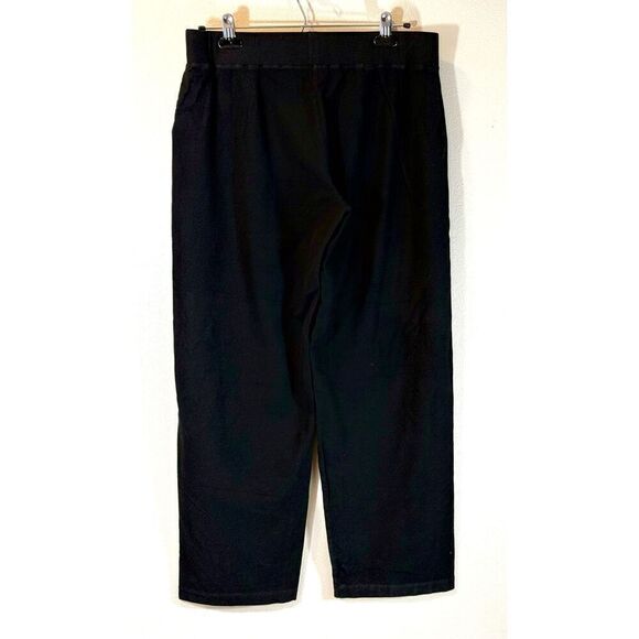 Eileen Fisher Knitted Wide Leg Stretch Black Pants Women's Large - Picture 4 of 12